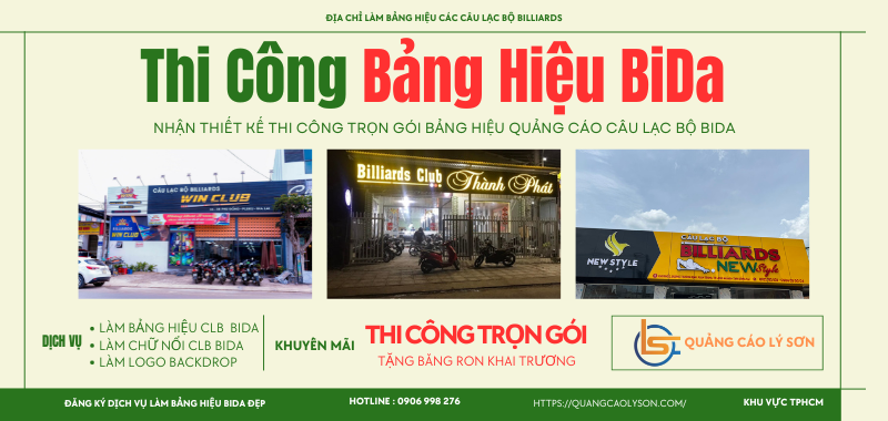 Thi công bảng hiệu bida tại TPHCM