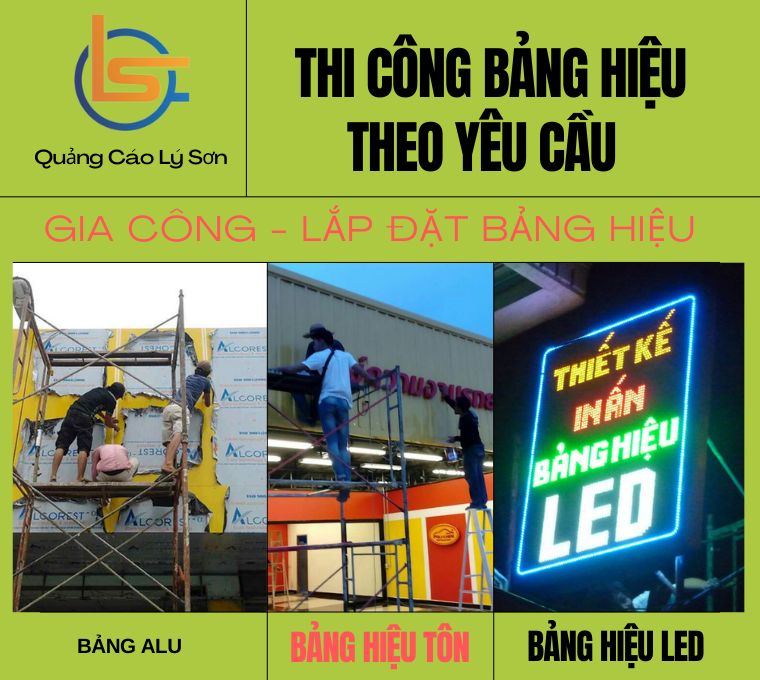 Thi công bảng hiệu theo yêu cầu